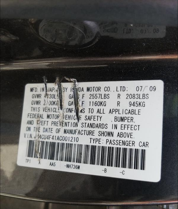 Photo 9 VIN: JH4CU4F41AC001210 - ACURA TSX 