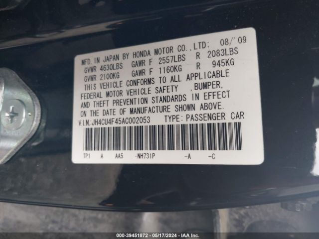 Photo 8 VIN: JH4CU4F45AC002053 - ACURA TSX 