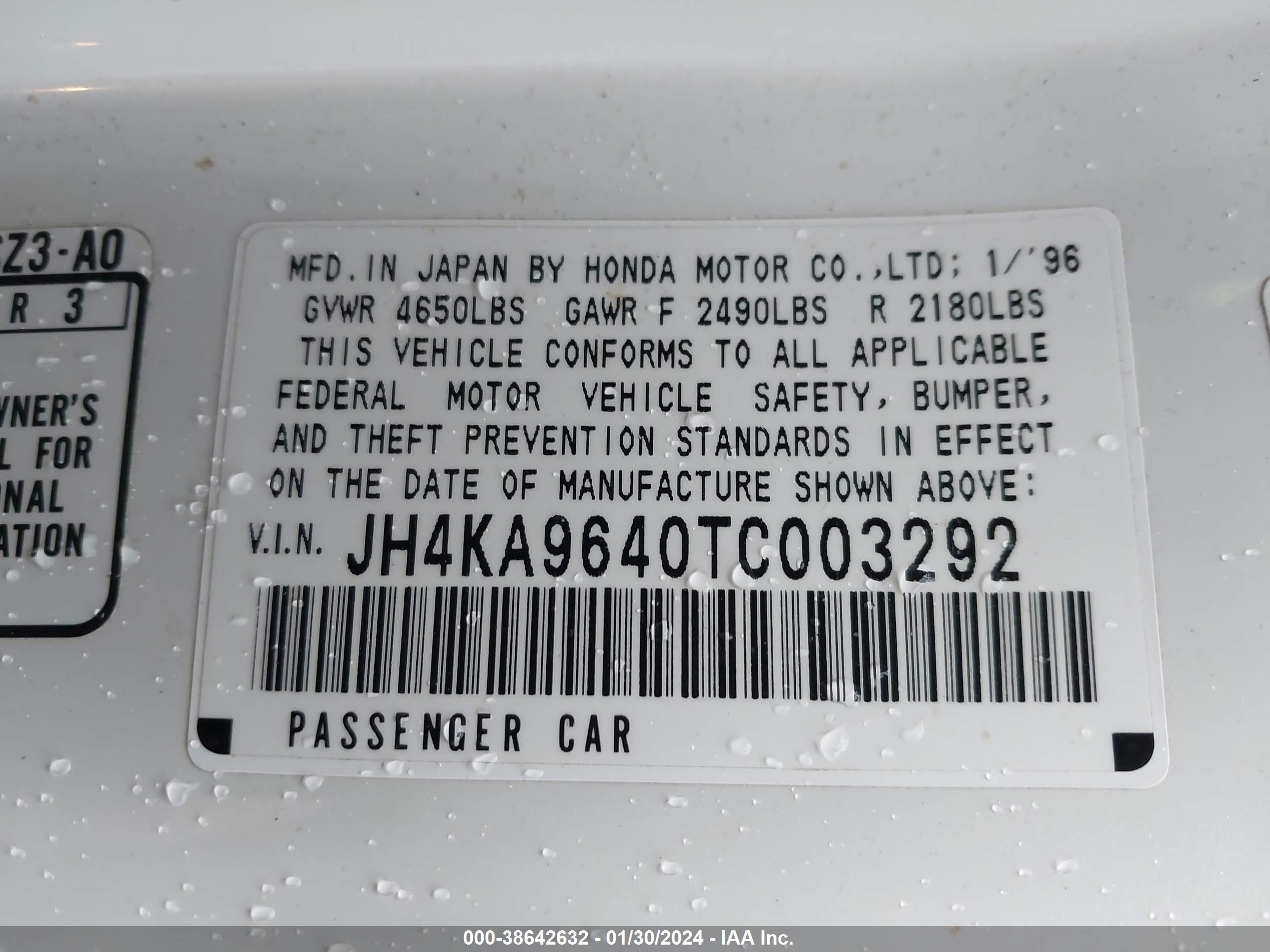 Photo 8 VIN: JH4KA9640TC003292 - ACURA RL 