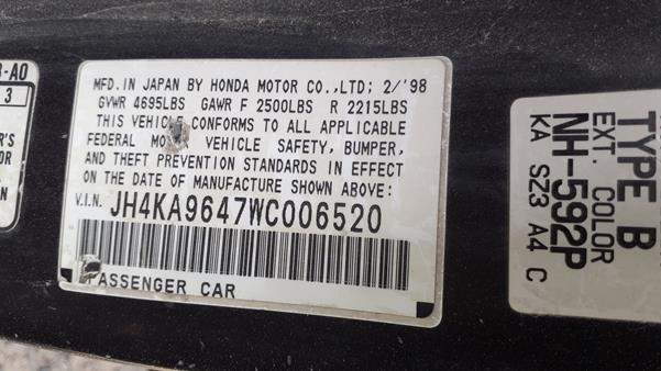 Photo 1 VIN: JH4KA9647WC006520 - HONDA ACURA 