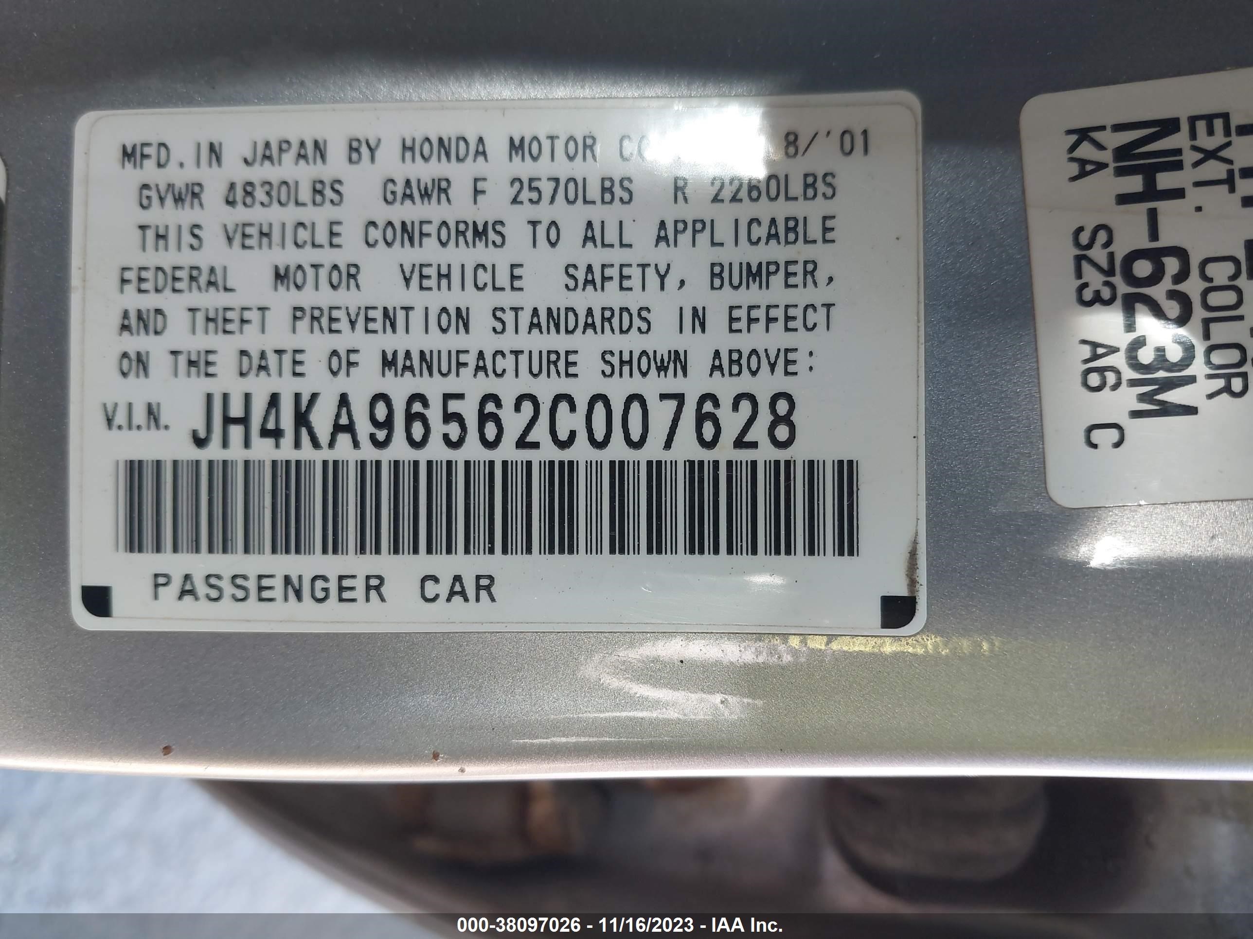 Photo 8 VIN: JH4KA96562C007628 - ACURA RL 