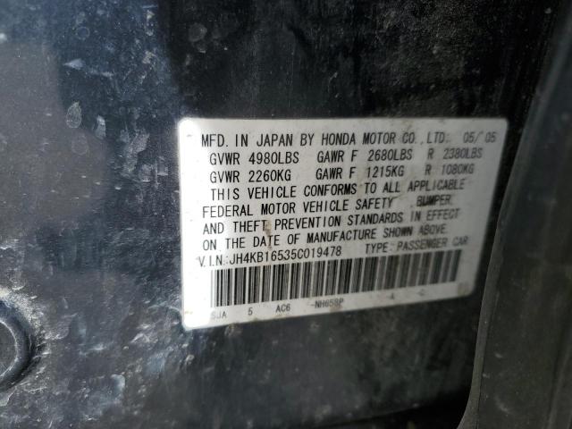 Photo 11 VIN: JH4KB16535C019478 - ACURA RL 