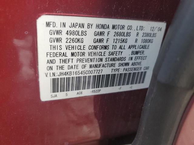 Photo 11 VIN: JH4KB16545C007727 - ACURA RL 