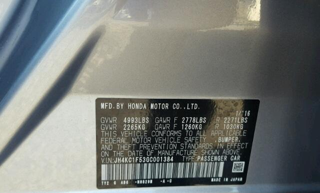 Photo 9 VIN: JH4KC1F53GC001384 - ACURA RLX TECH 