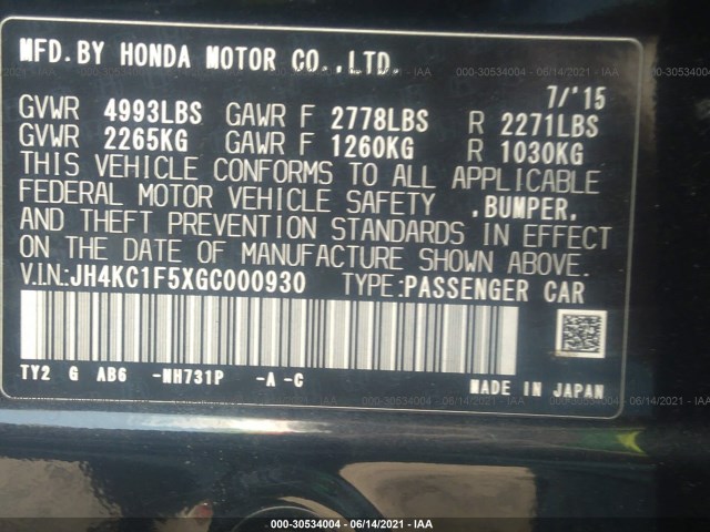 Photo 8 VIN: JH4KC1F5XGC000930 - ACURA RLX 