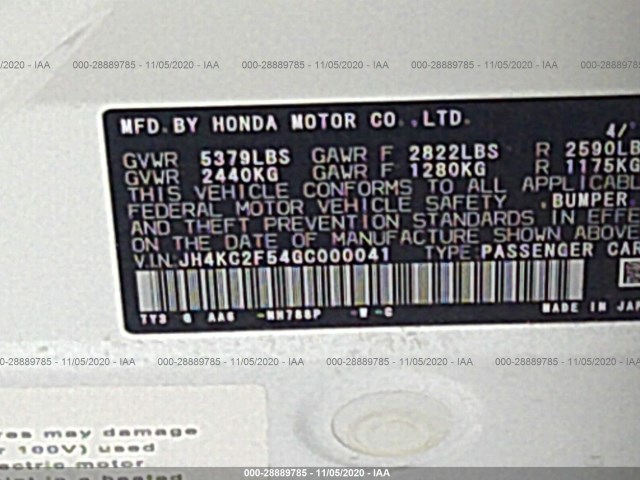 Photo 8 VIN: JH4KC2F54GC000041 - ACURA RLX 