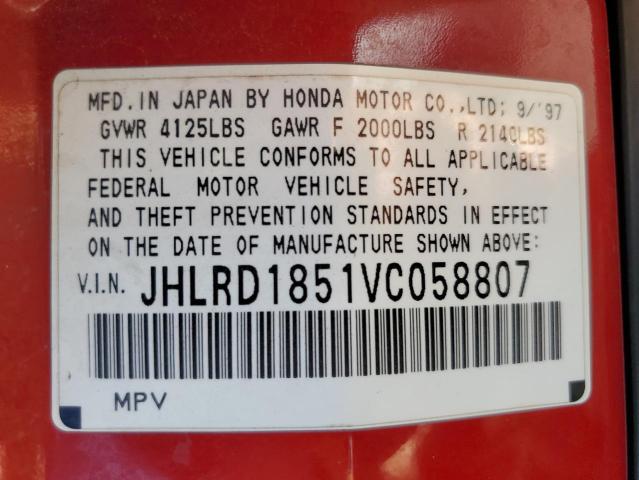 Photo 11 VIN: JHLRD1851VC058807 - HONDA CR-V LX 