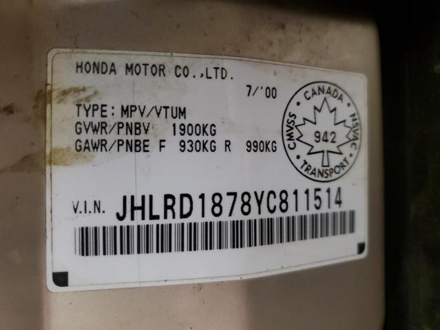 Photo 12 VIN: JHLRD1878YC811514 - HONDA CRV 