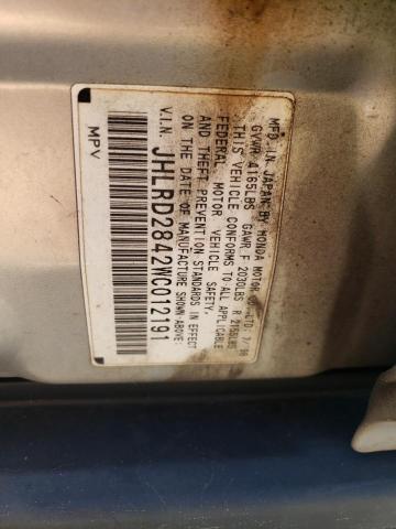 Photo 12 VIN: JHLRD2842WC012191 - HONDA CR-V LX 