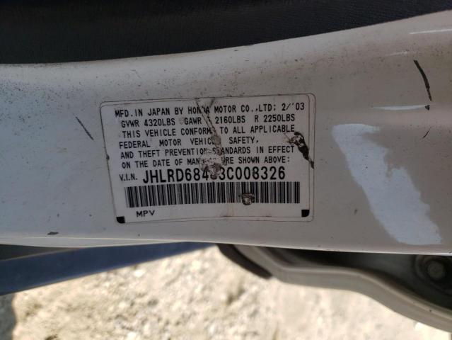 Photo 12 VIN: JHLRD68483C008326 - HONDA CRV 