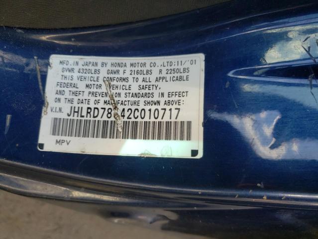 Photo 12 VIN: JHLRD78542C010717 - HONDA CR-V LX 