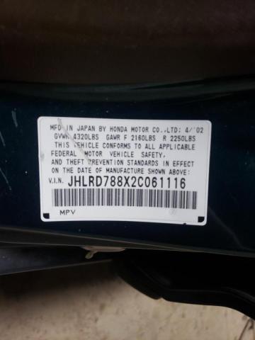 Photo 9 VIN: JHLRD788X2C061116 - HONDA CR-V EX 