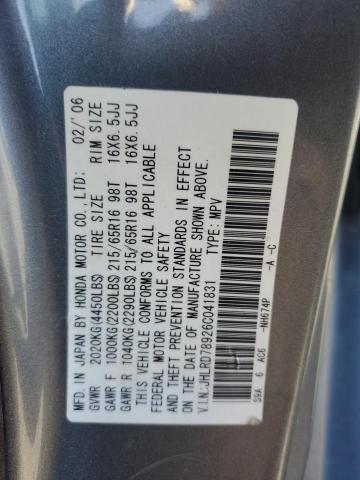 Photo 12 VIN: JHLRD78926C041831 - HONDA CRV 