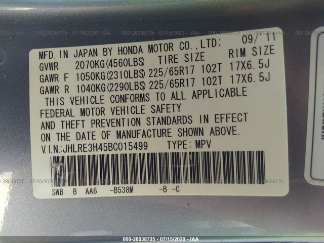 Photo 8 VIN: JHLRE3H45BC015499 - HONDA CR-V 