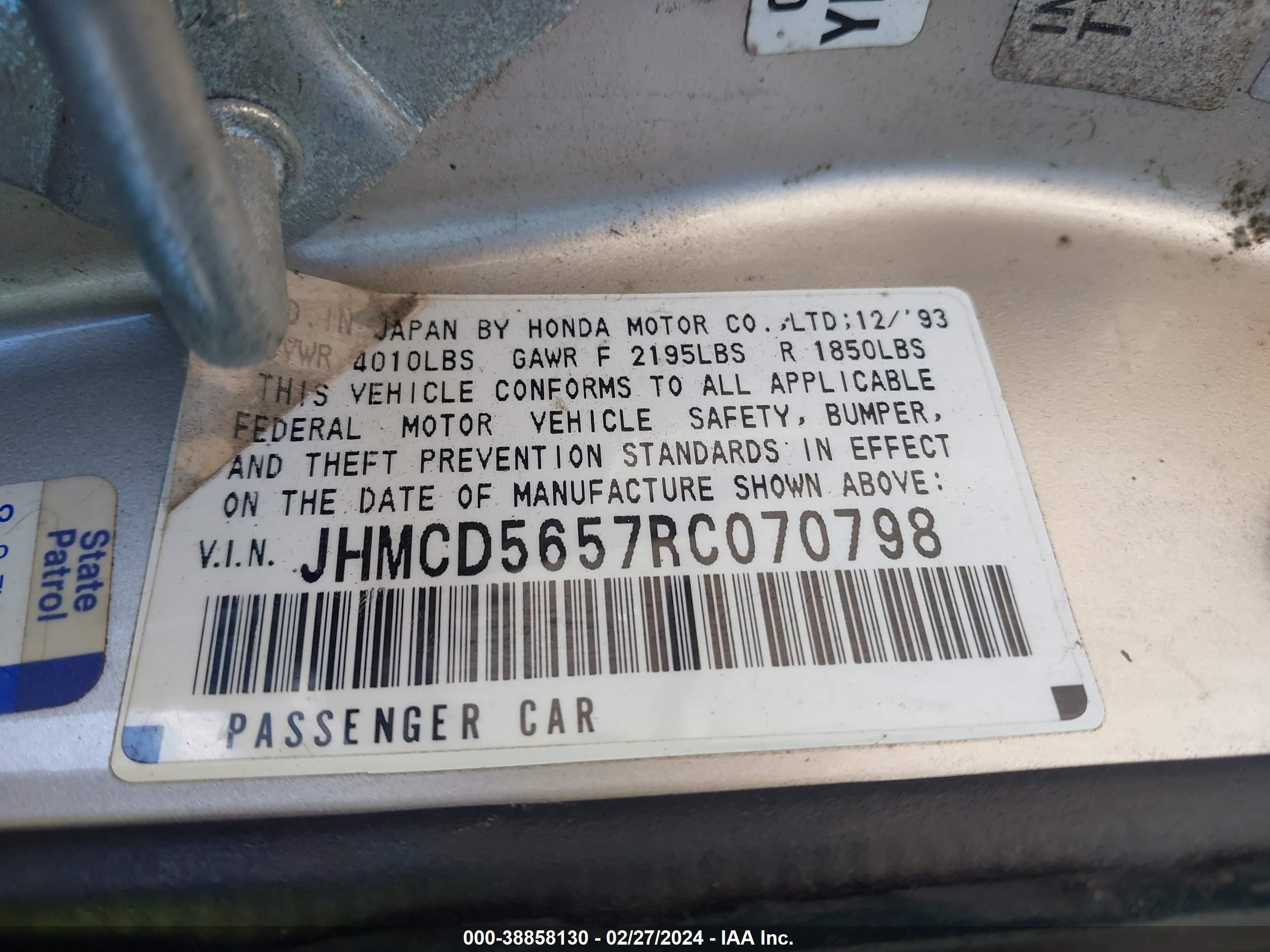 Photo 8 VIN: JHMCD5657RC070798 - HONDA ACCORD 