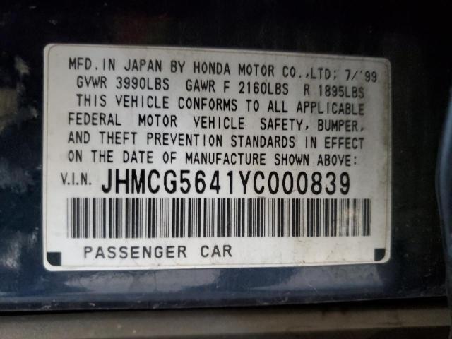 Photo 11 VIN: JHMCG5641YC000839 - HONDA ACCORD 