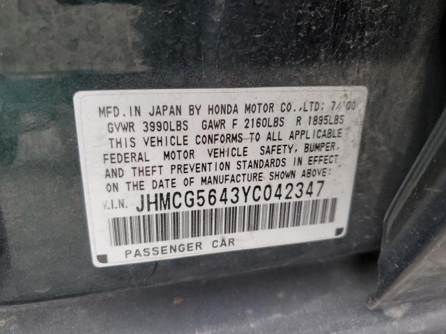 Photo 11 VIN: JHMCG5643YC042347 - HONDA ACCORD 