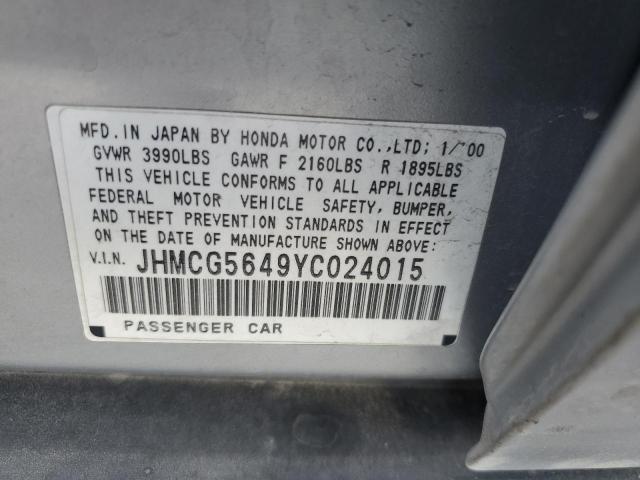 Photo 12 VIN: JHMCG5649YC024015 - HONDA ACCORD 