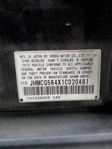 Photo 11 VIN: JHMCG564X1C020481 - HONDA ACCORD LX 