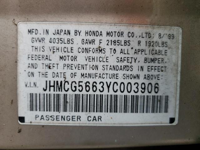 Photo 11 VIN: JHMCG5663YC003906 - HONDA ACCORD EX 