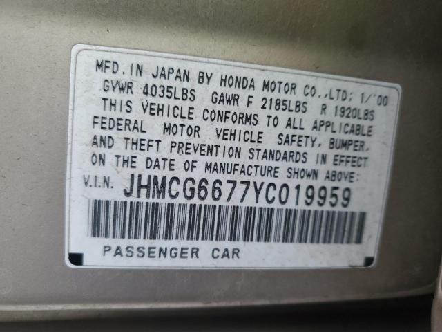 Photo 11 VIN: JHMCG6677YC019959 - HONDA ACCORD EX 