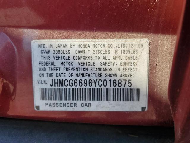 Photo 11 VIN: JHMCG6696YC016875 - HONDA ACCORD SE 