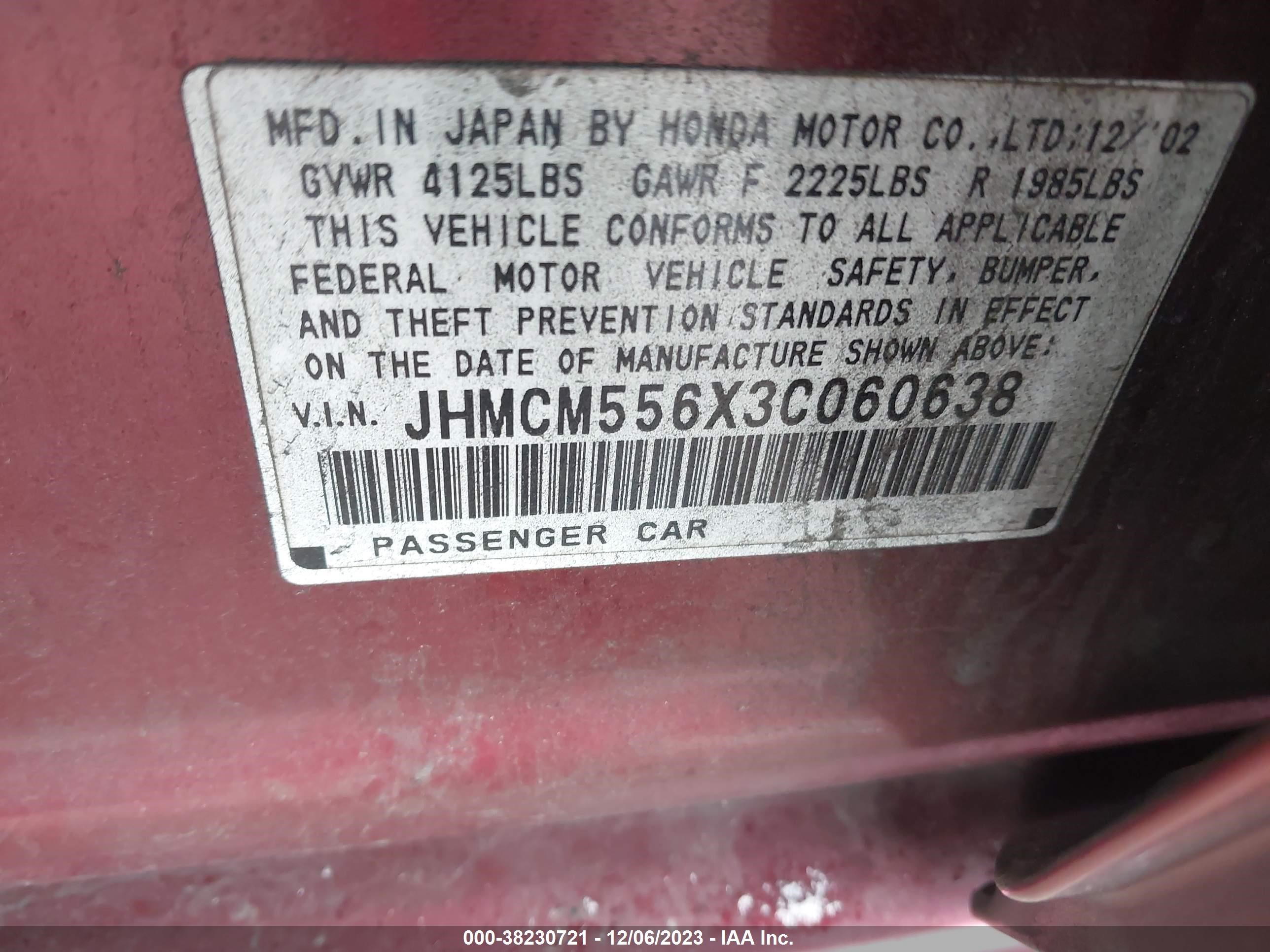 Photo 8 VIN: JHMCM556X3C060638 - HONDA ACCORD 