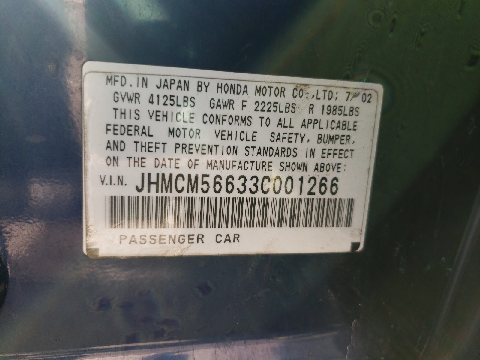 Photo 9 VIN: JHMCM56633C001266 - HONDA ACCORD EX 