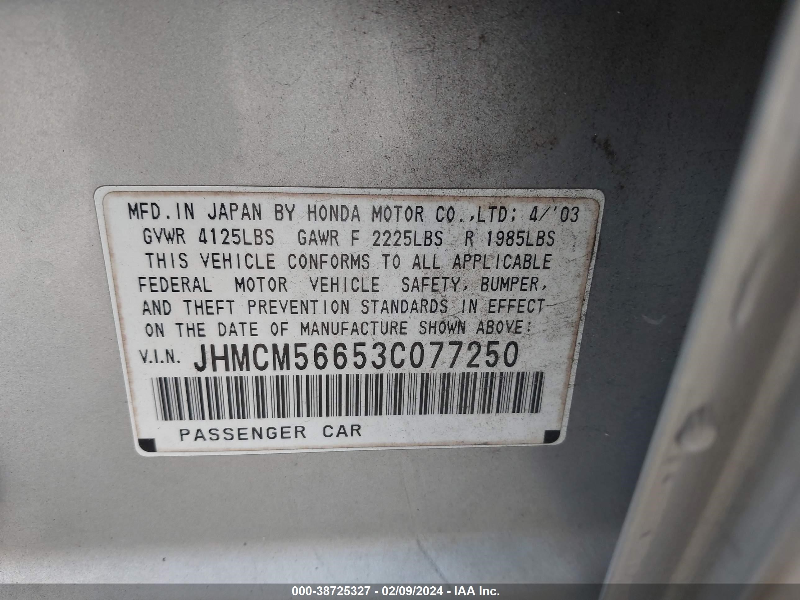 Photo 8 VIN: JHMCM56653C077250 - HONDA ACCORD 