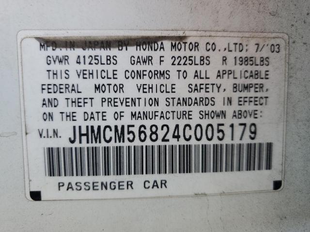 Photo 11 VIN: JHMCM56824C005179 - HONDA ACCORD EX 