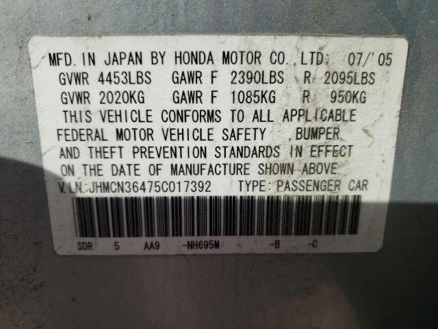 Photo 12 VIN: JHMCN36475C017392 - HONDA ACCORD 