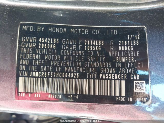 Photo 8 VIN: JHMCR6F52HC004925 - HONDA ACCORD HYBRID 