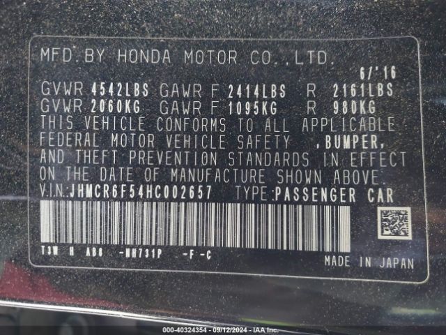 Photo 8 VIN: JHMCR6F54HC002657 - HONDA ACCORD 