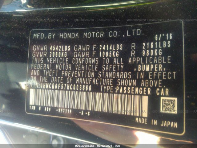 Photo 8 VIN: JHMCR6F57HC003866 - HONDA ACCORD HYBRID 