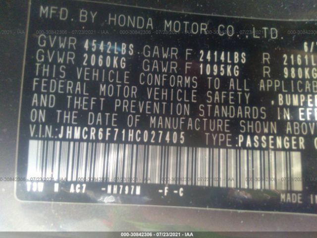 Photo 8 VIN: JHMCR6F71HC027405 - HONDA ACCORD 