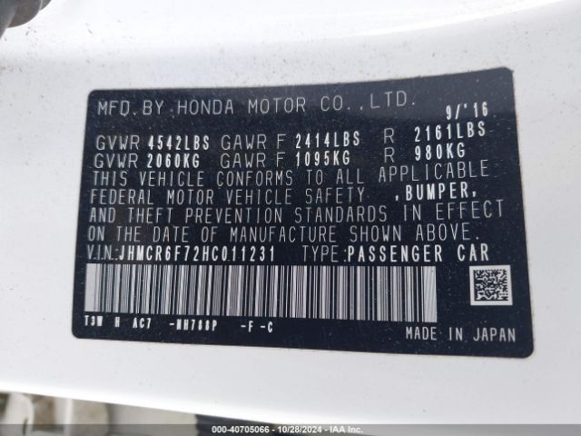 Photo 8 VIN: JHMCR6F72HC011231 - HONDA ACCORD 