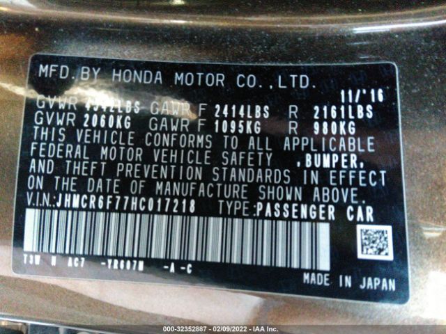 Photo 8 VIN: JHMCR6F77HC017218 - HONDA ACCORD HYBRID 