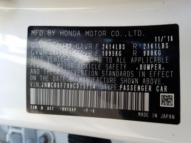 Photo 9 VIN: JHMCR6F79HC015714 - HONDA ACCORD TOU 