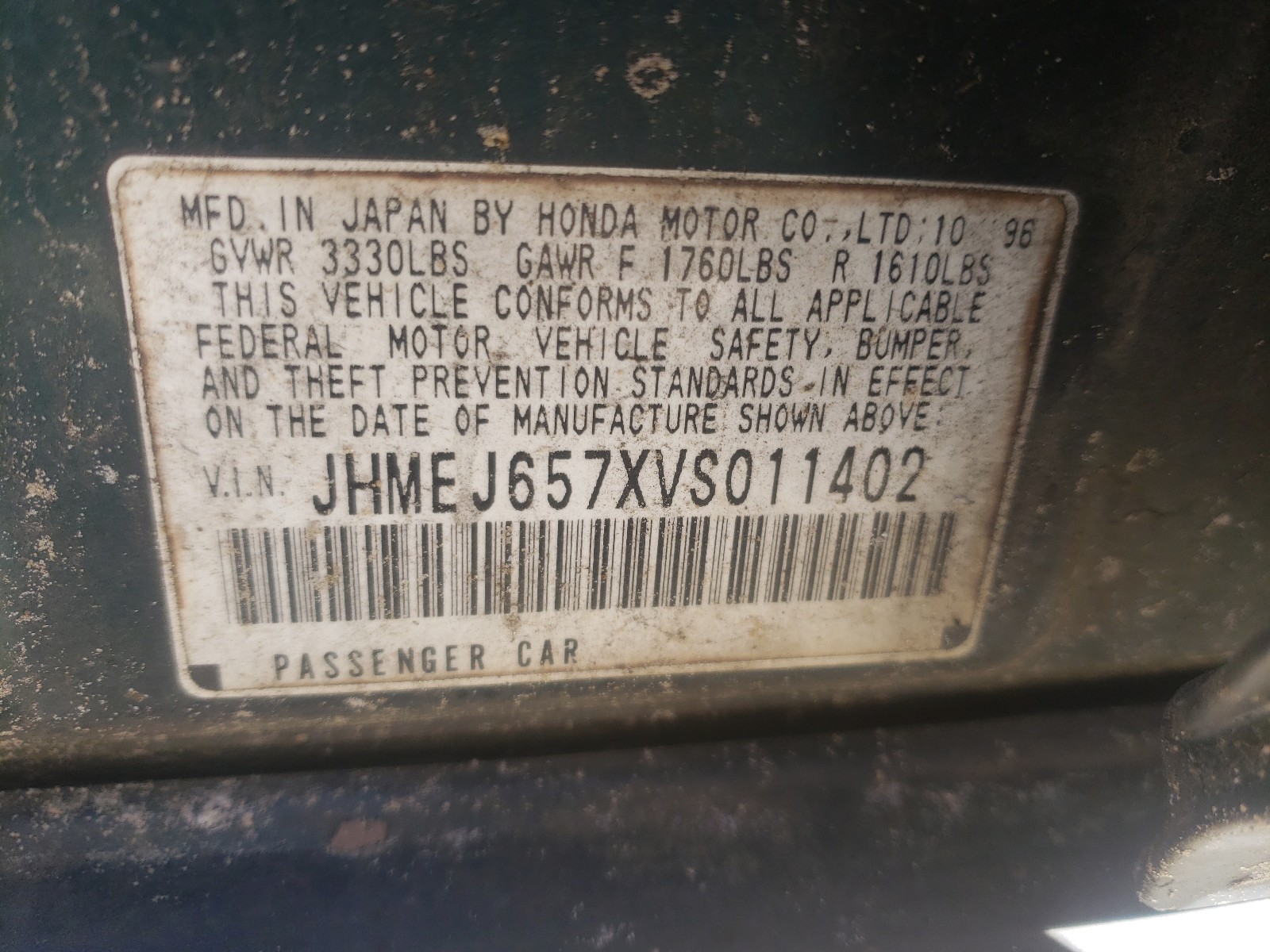 Photo 9 VIN: JHMEJ657XVS011402 - HONDA CIVIC LX 