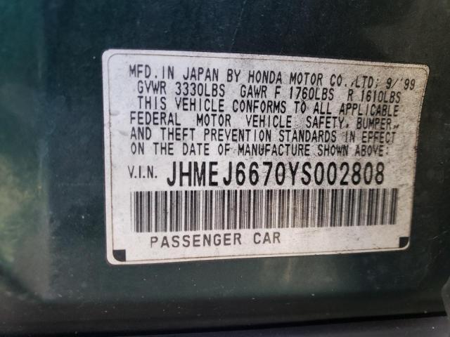 Photo 11 VIN: JHMEJ6670YS002808 - HONDA CIVIC 