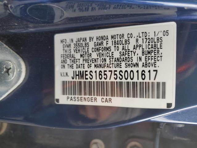 Photo 11 VIN: JHMES16575S001617 - HONDA CIVIC LX 