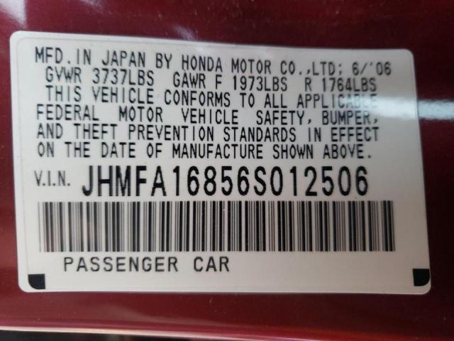 Photo 9 VIN: JHMFA16856S012506 - HONDA CIVIC EX 