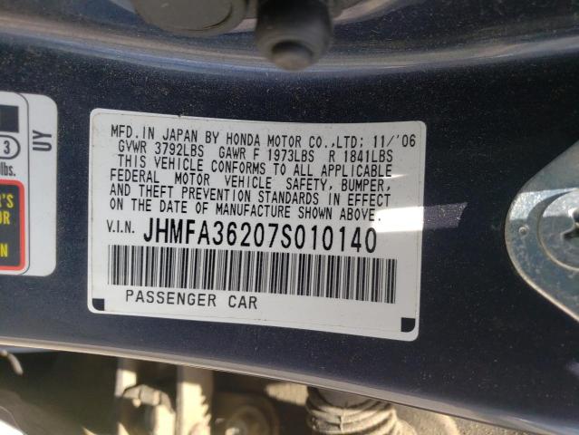 Photo 11 VIN: JHMFA36207S010140 - HONDA CIVIC HYBR 