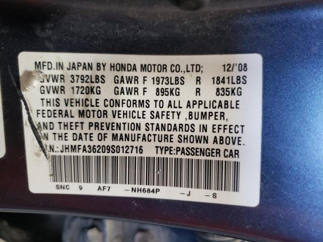 Photo 11 VIN: JHMFA36209S012716 - HONDA CIVIC 