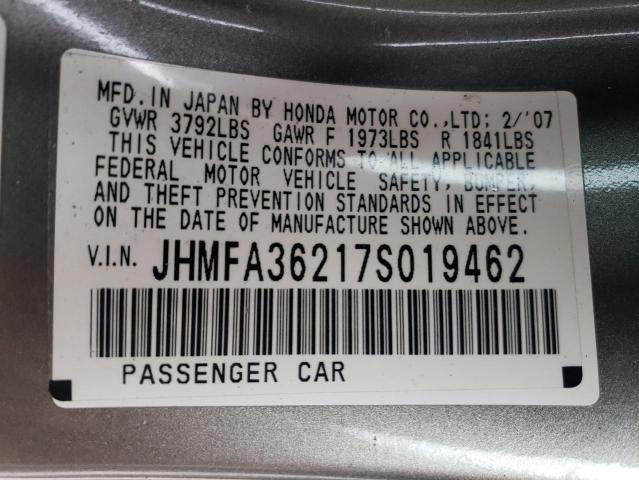 Photo 11 VIN: JHMFA36217S019462 - HONDA CIVIC HYBR 