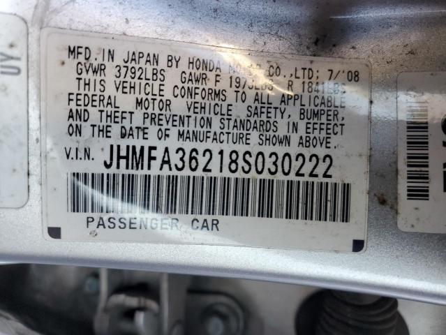 Photo 11 VIN: JHMFA36218S030222 - HONDA CIVIC HYBR 