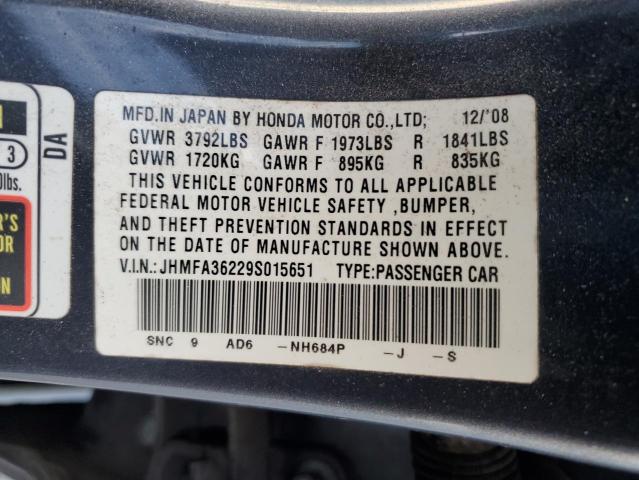 Photo 11 VIN: JHMFA36229S015651 - HONDA CIVIC 