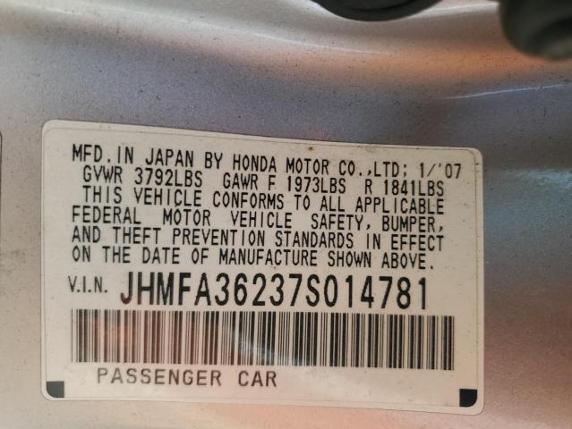 Photo 11 VIN: JHMFA36237S014781 - HONDA CIVIC 