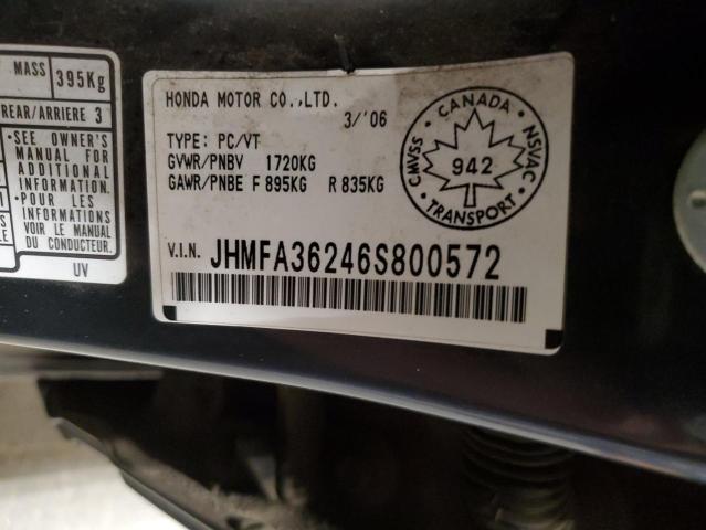 Photo 11 VIN: JHMFA36246S800572 - HONDA CIVIC 