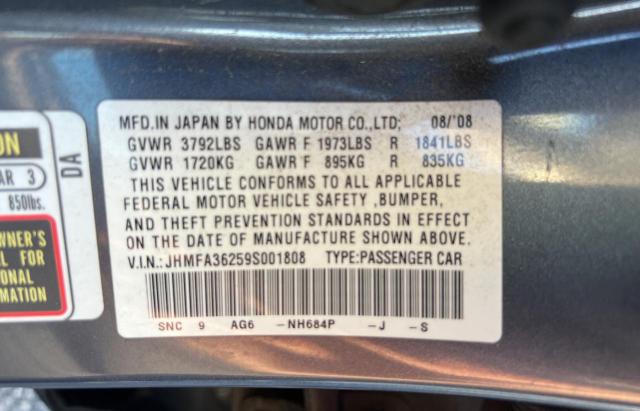 Photo 9 VIN: JHMFA36259S001808 - HONDA CIVIC HYBR 